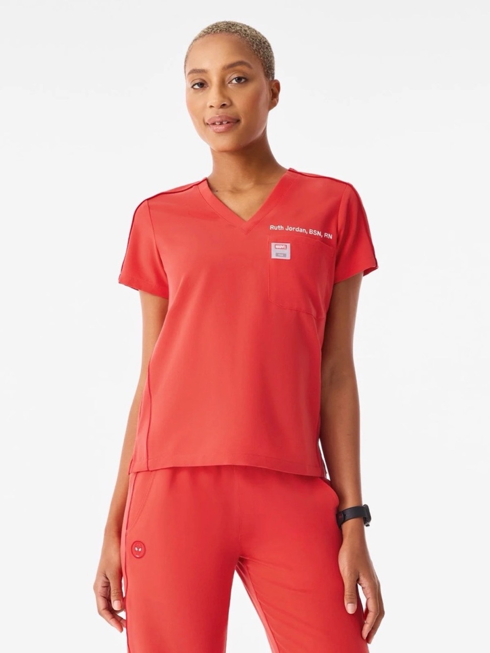 FIGS Spider-Man MARVEL Hibiscus Red Catarina Scrub Top Women XXS XX-SMALL NEW